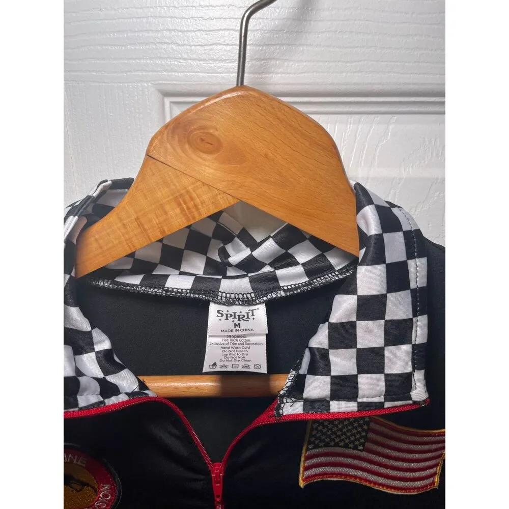 Spirit Race Car Driver Costume Jumpsuit Women’s Medium Checkered Halloween - Picture 2 of 4